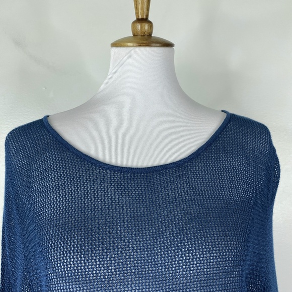 Chicos Open Knit Sweater Tunic Blue Sz. 3 (XL) Cover Up - Picture 6 of 9